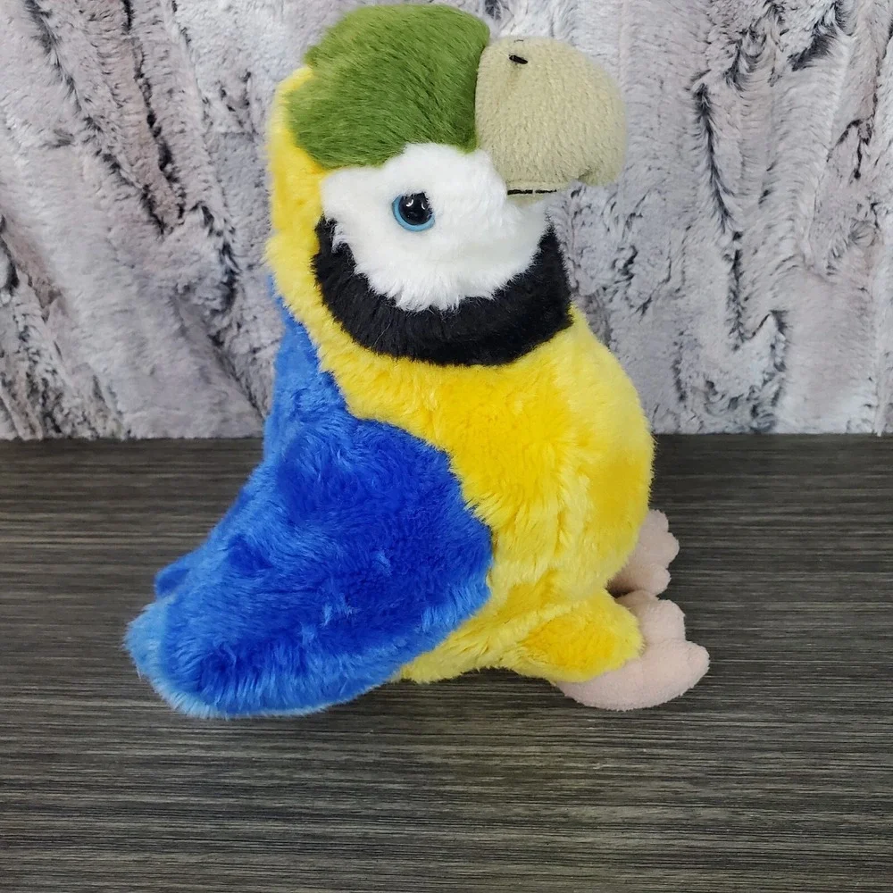 Toys R Us Plush‎ Macaw Parrot Bkue Yellow Green Plush Stuffed Animal Bird 9.5